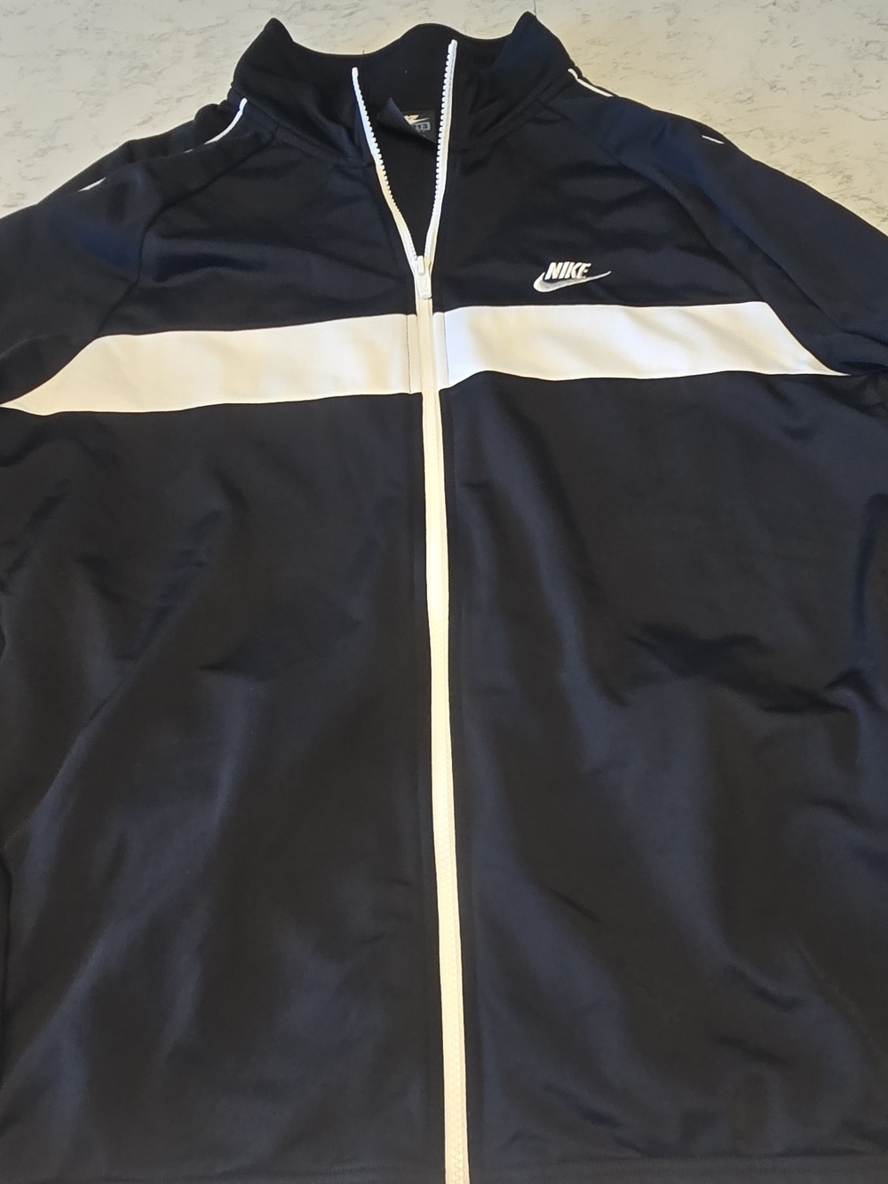 Nike Men's Classic Track Jacket Black White Striped Full Zip Size XL”